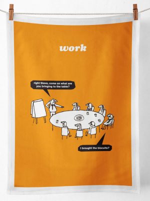 modern toss brought the biscuits tea towel