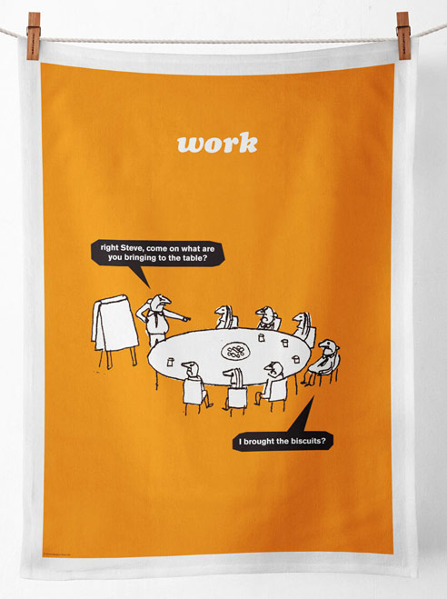 modern toss brought the biscuits tea towel