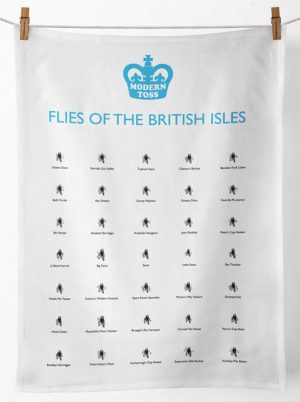 modern toss flies british isles tea towel