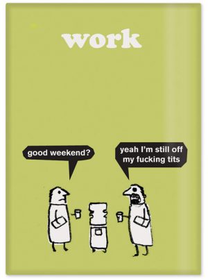 modern toss work fridge magnet