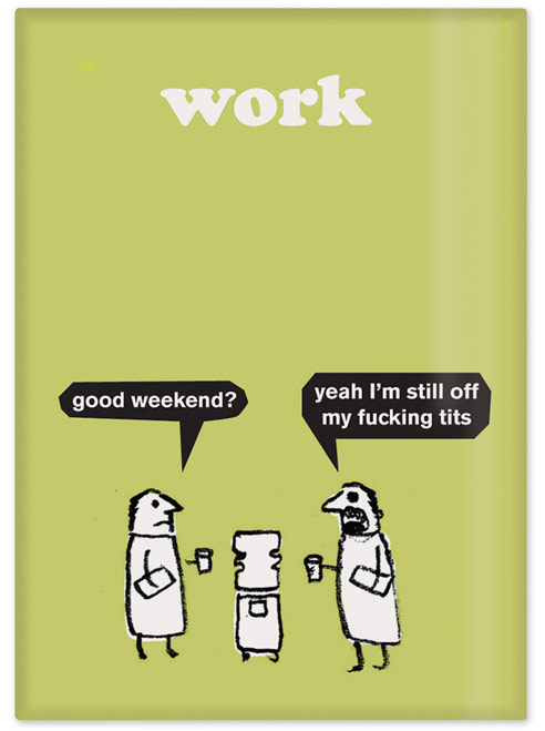 modern toss work fridge magnet